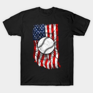 Baseball player American Flag T-Shirt